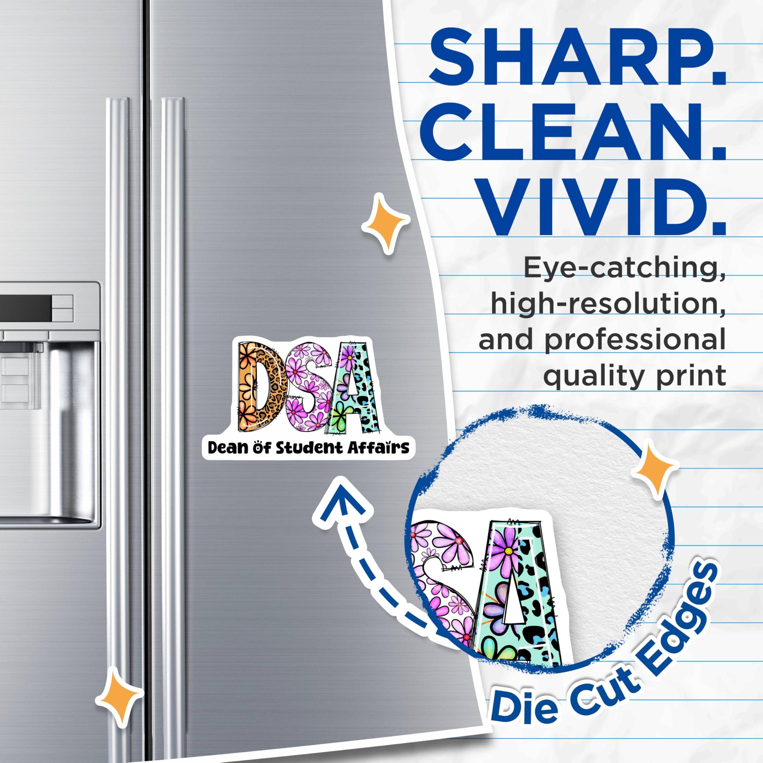 (2 Pack) Dean of Student Affairs Magnets - DSA Flower - School Staff Appreciation Gifts - 5" On Longest Side - Premium Magnet - for Cars, Refrigerators, Toolboxes, Lockers - Made in USA - MAG15319