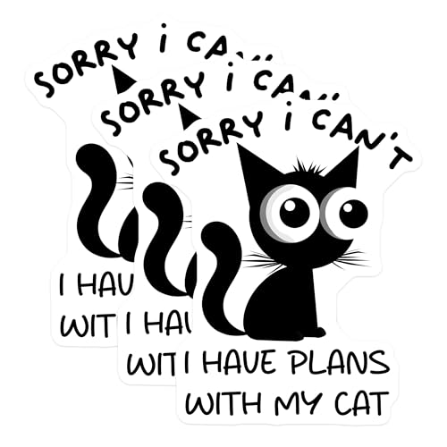 (3 Pack) Cat Plans Decals - Funny Cat Lover - Laptop Decals - 3 Inches On Longest Side - Easy Peel & Apply - Made in USA - 3MCS6115