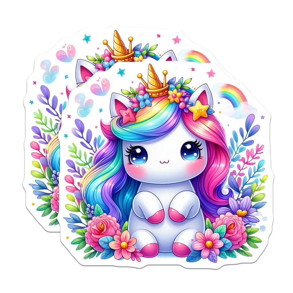 (2 Pack) Cute Unicorn Magnets - Kawaii Rainbow Fantasy Decor - Kids Room Locker Fridge Aesthetic Magnets - 5 Inches On Longest Side - Thick Durable Magnet - Made in USA - MAG38669