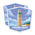 (2 Pack) Casablanca Morocco Magnets - Hassan II Mosque Art - North Africa Travel Souvenir - 5 Inches On Longest Side - Thick Durable Magnet - Made in USA - MAG20142