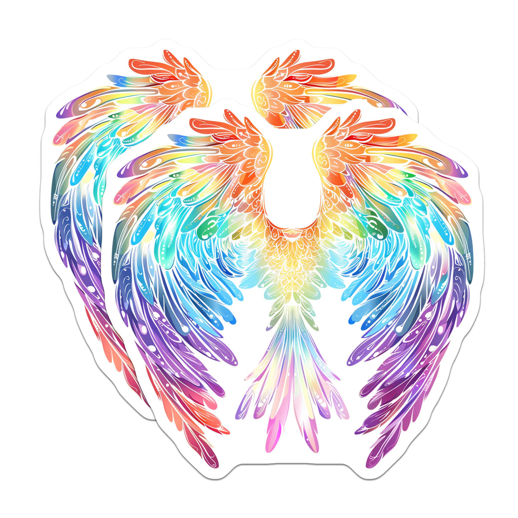 (2 Pack) Rainbow Wings Magnets - Vibrant Angel Feather Art - Spiritual Home Decor - 5 Inches On Longest Side - Thick Durable Magnet - Made in USA - MAG39520