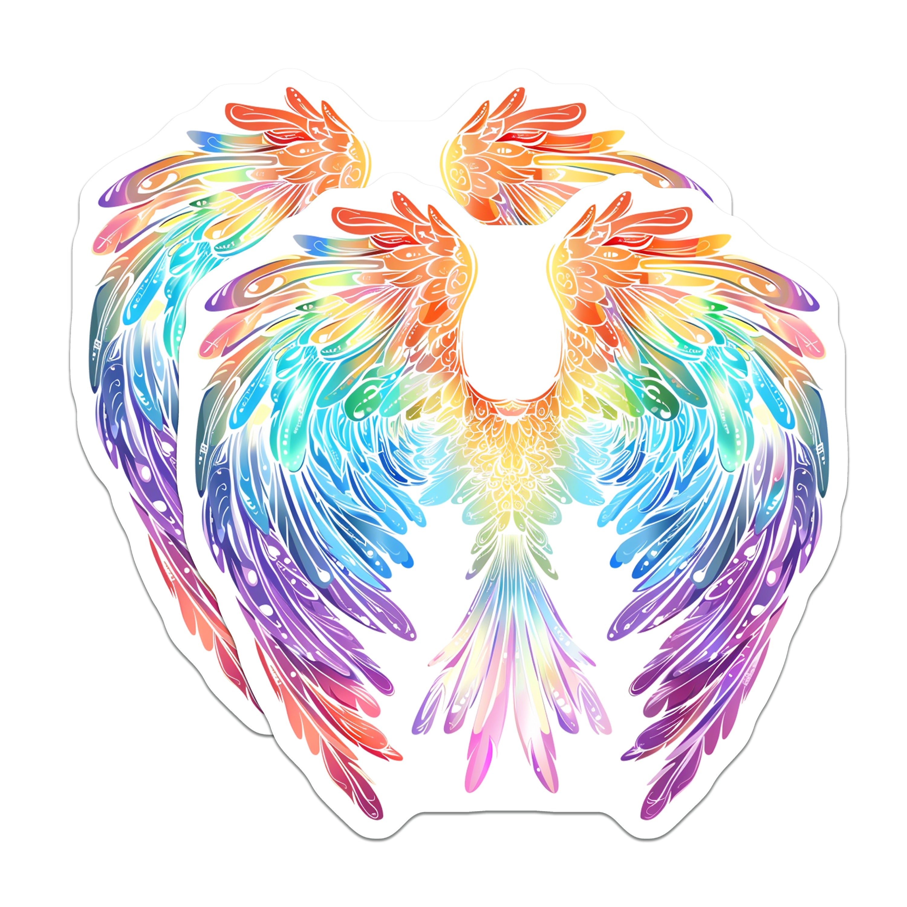 (2 Pack) Rainbow Wings Magnets - Vibrant Angel Feather Art - Spiritual Home Decor - 5 Inches On Longest Side - Thick Durable Magnet - Made in USA - MAG39520