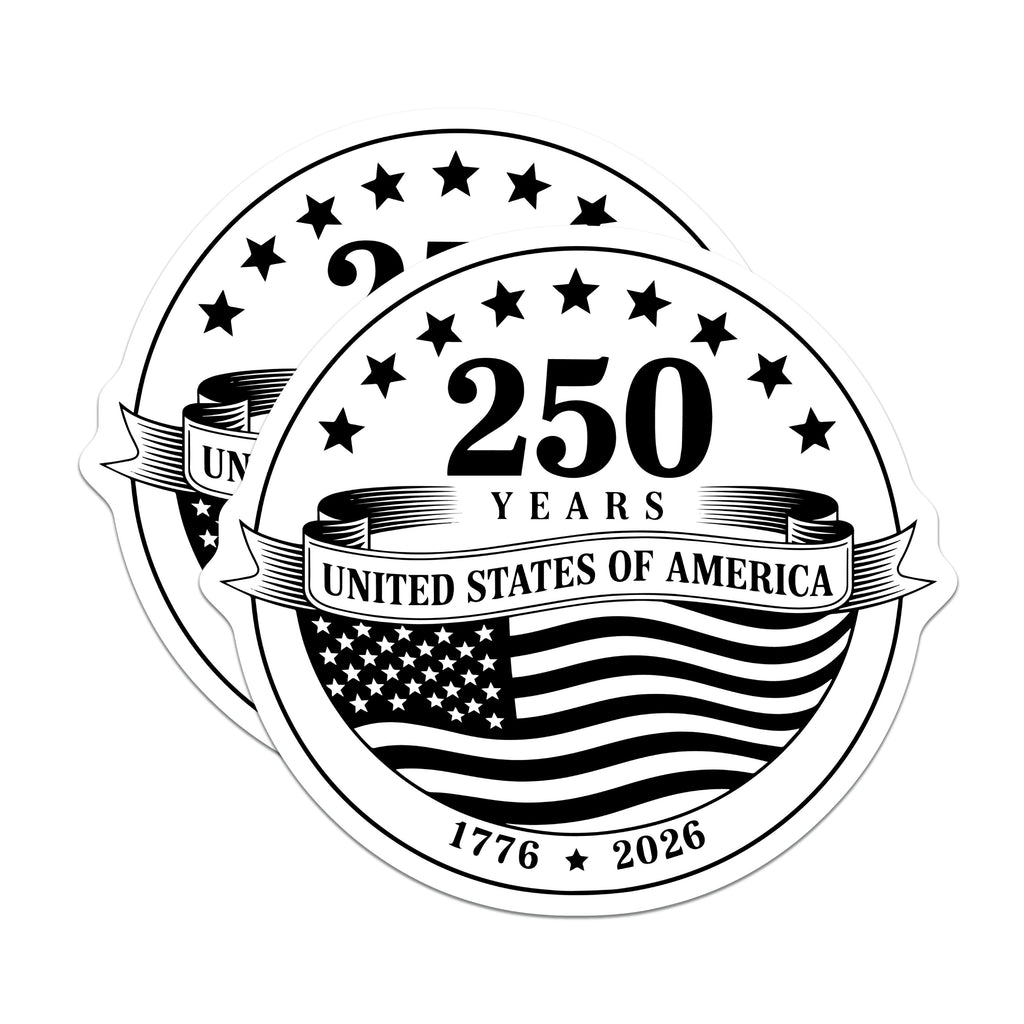 (2 Pack) 250 Years United States Magnets - America Commemorative - Patriotic History Decor 1776-5 Inches On Longest Side - Thick Durable Magnet - Made in USA - MAG38442