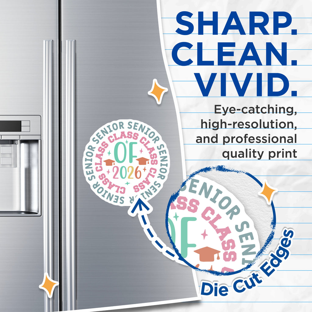 (2 Pack) Senior Class of 2026 Magnets - Graduation Party Decor - High School Future Graduate - 5 Inches On Longest Side - Thick Durable Magnet - Made in USA - MAG38426