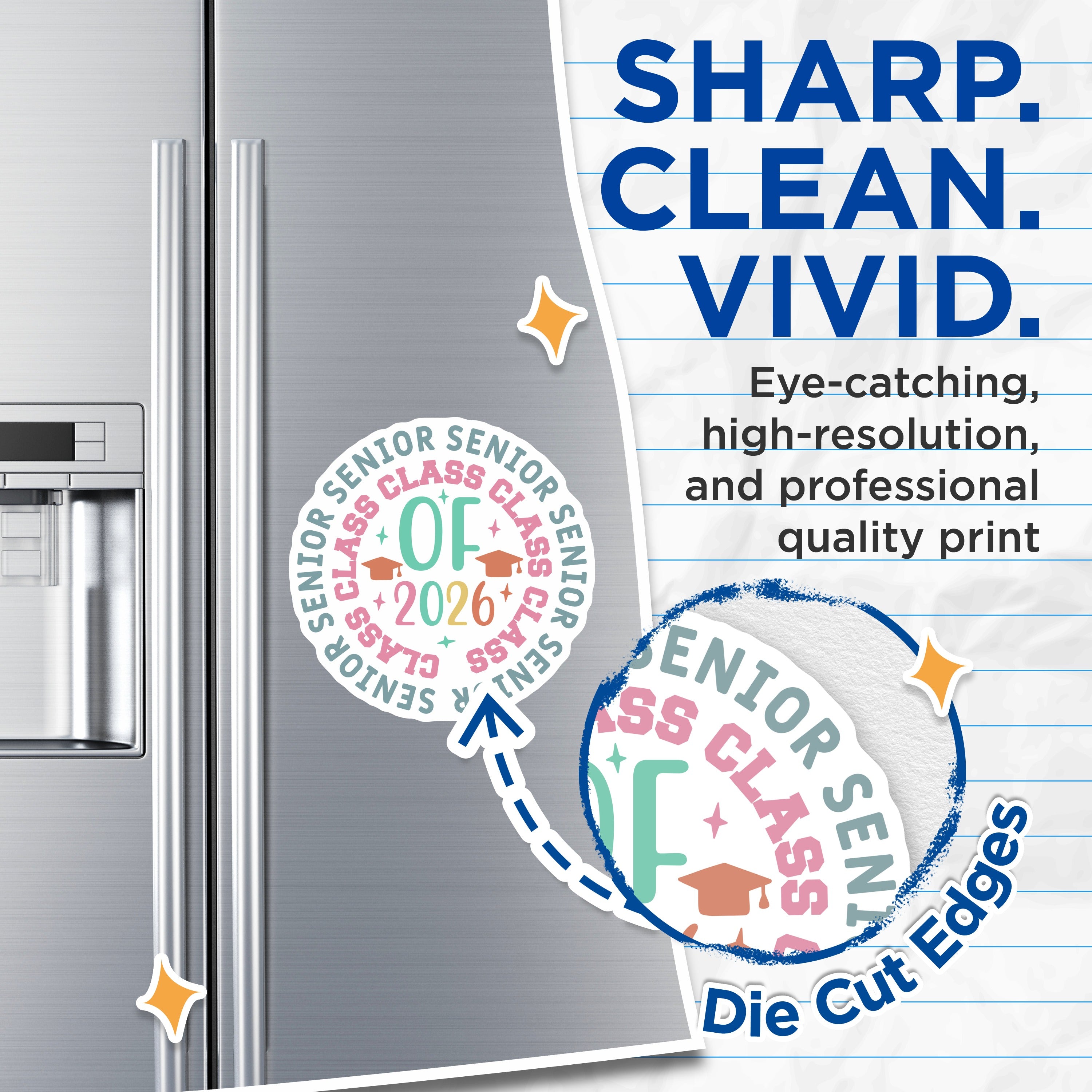 (2 Pack) Senior Class of 2026 Magnets - Graduation Party Decor - High School Future Graduate - 5 Inches On Longest Side - Thick Durable Magnet - Made in USA - MAG38426