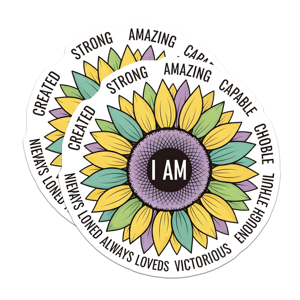 (2 Pack) I Am Sunflower Magnets - Inspirational Quote Magnet - Positive Affirmation Magnets - 5" On Longest Side - Premium Magnet - for Cars, Refrigerators, Toolboxes, Lockers - Made in USA - MAG18962