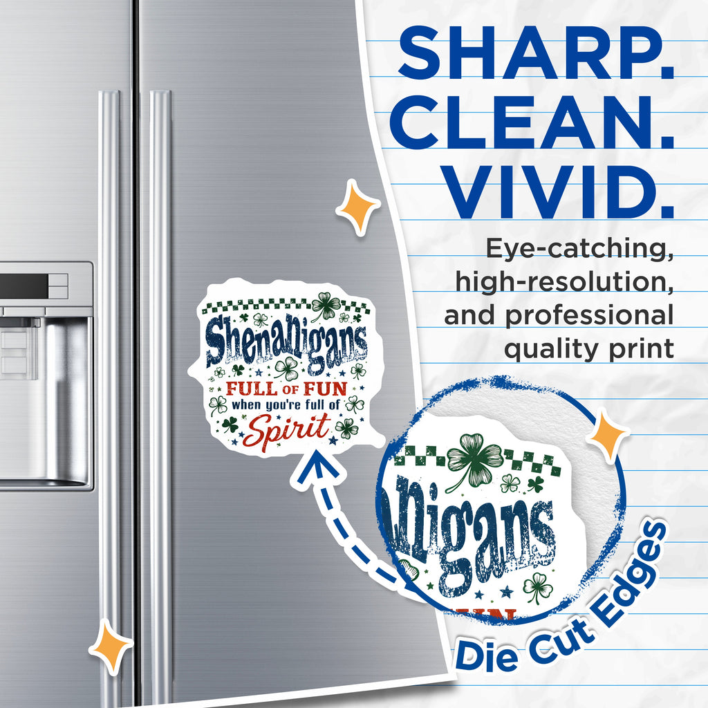 (2 Pack) St Patrick's Day Magnets - Shenanigans Fun Quote Decor - Lucky Clover Refrigerator Art - 5 Inches On Longest Side - Thick Durable Magnet - Made in USA - MAG39833