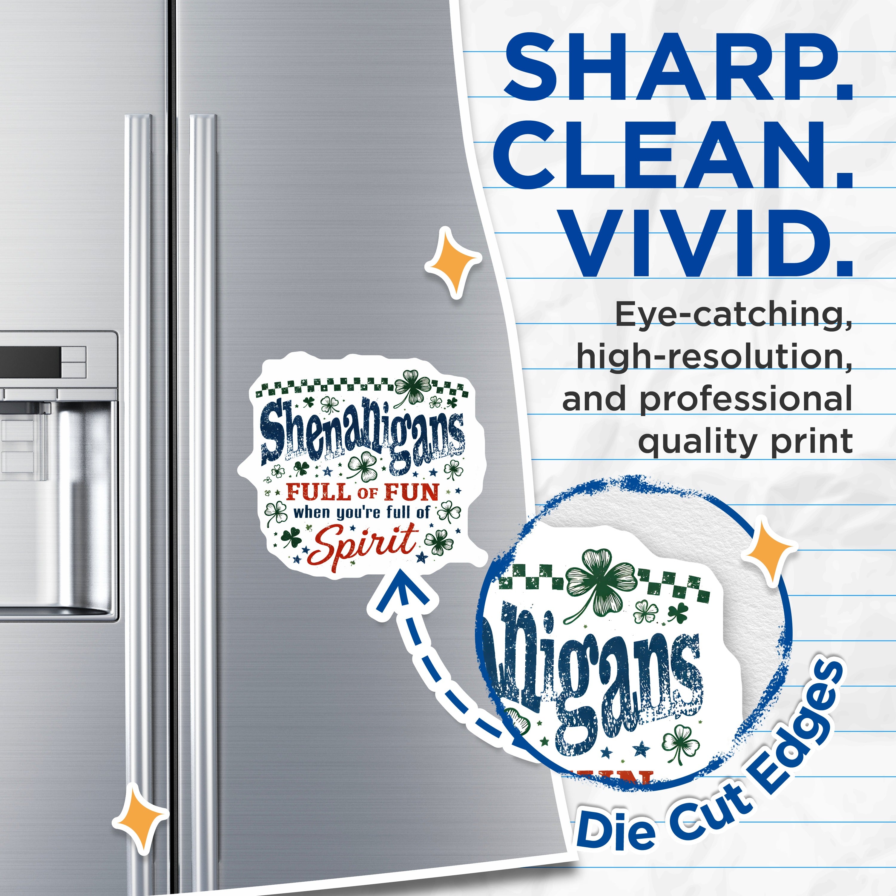 (2 Pack) St Patrick's Day Magnets - Shenanigans Fun Quote Decor - Lucky Clover Refrigerator Art - 5 Inches On Longest Side - Thick Durable Magnet - Made in USA - MAG39833