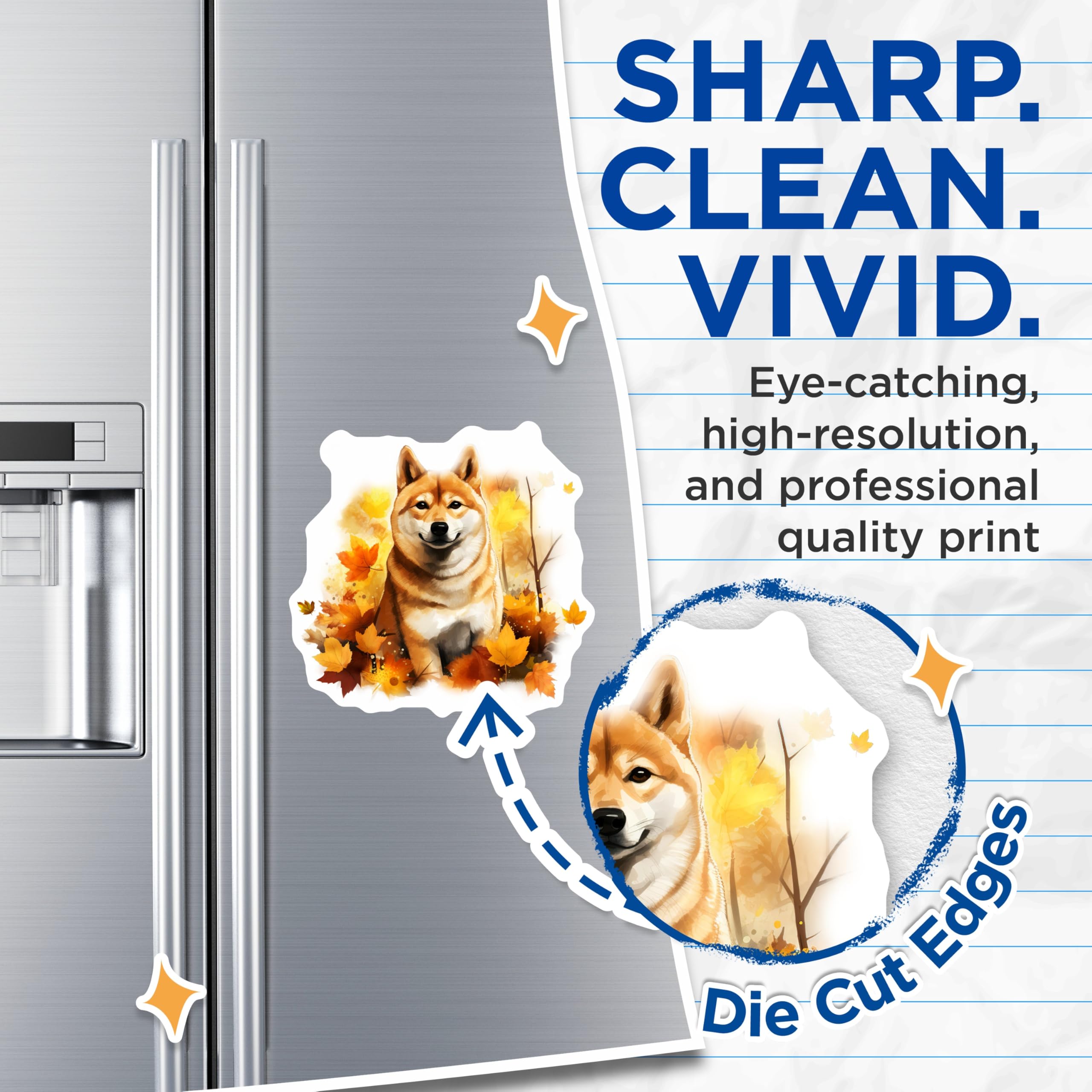 (2 Pack) Shiba Inu Dog Magnets - Autumn Leaves Decor - Cute Japanese Breed Pet Lover Refrigerator Magnets - 5 Inches On Longest Side - Thick Durable Magnet - Made in USA - MAG25486