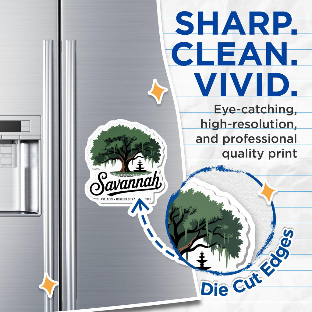 (2 Pack) Savannah Georgia Magnets - Southern Decor - Hostess City Souvenirs - 5" On Longest Side - Premium Magnet - for Cars, Refrigerators, Toolboxes, Lockers - Made in USA - MAG18769
