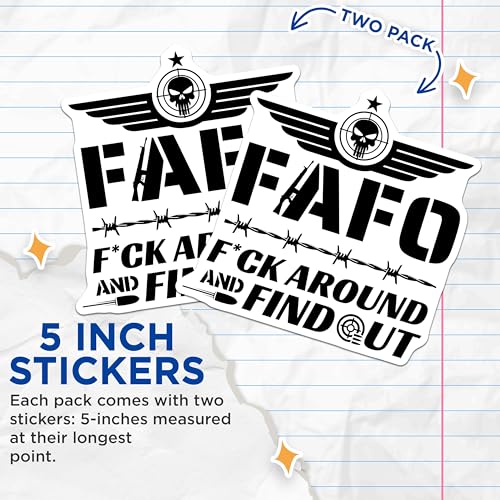 (2 Pack) FAFO Stickers - Military Humor - Tactical Decals - 5" On Longest Side - Sticks to Smooth Flat Surfaces - Made in USA - BMCS5728