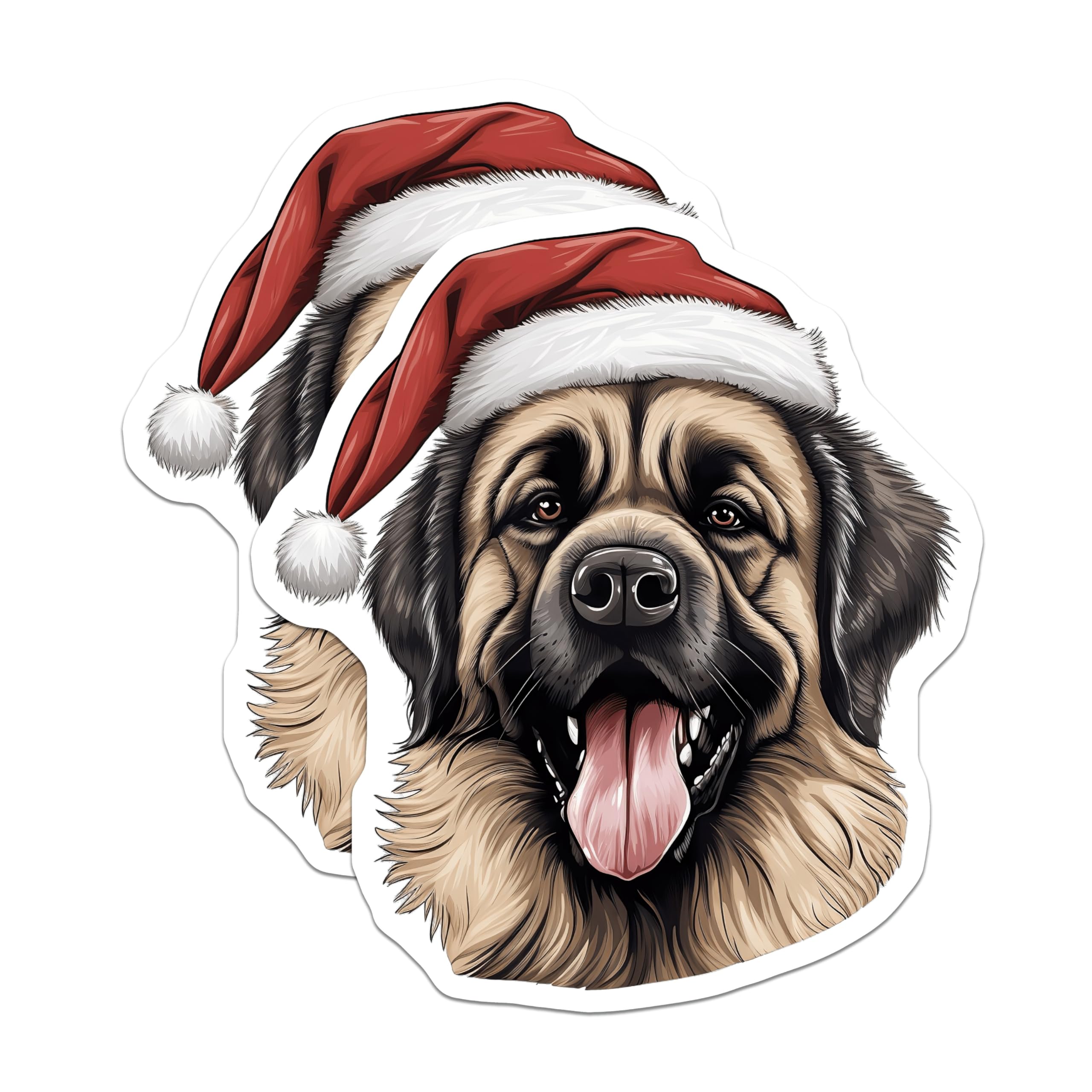 (2 Pack) Large Dog Christmas Magnets - Santa Hat Pet Fridge Magnets - Festive Canine Holiday Decor for Animal Lovers - 5 Inches On Longest Side - Thick Durable Magnet - Made in USA - MAG25390