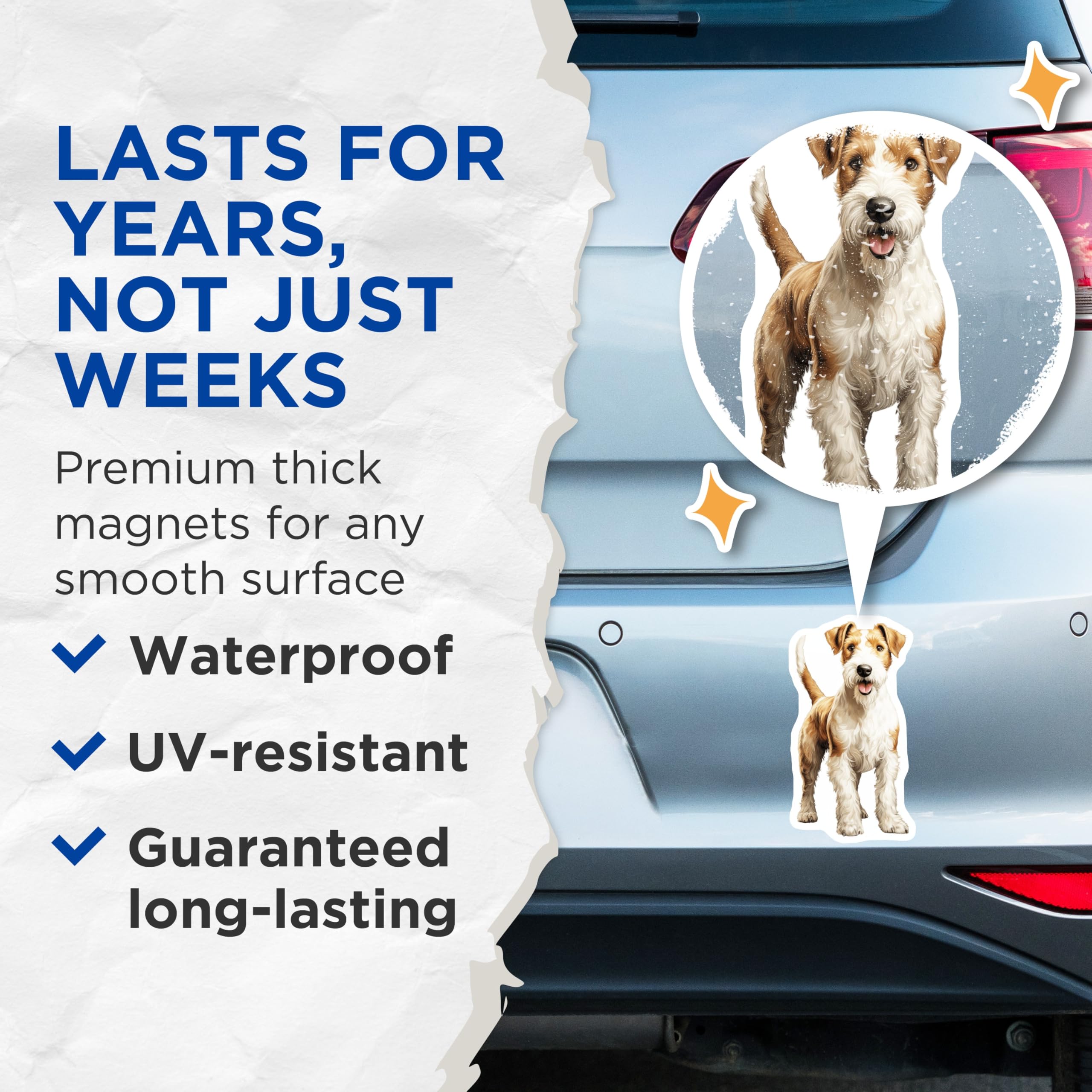 (2 Pack) Wire Fox Terrier Magnets - Dog Mom Decor - Pet Parent Refrigerator Magnets - 5 Inches On Longest Side - Thick Durable Magnet - Made in USA - MAG29005
