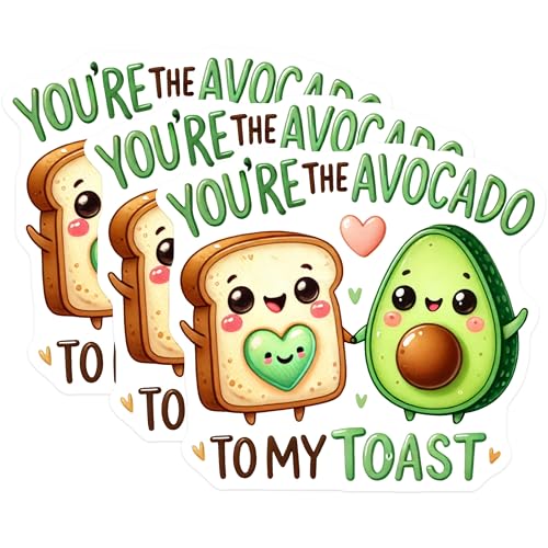 (3 Pack) Avocado Toast Decals - Cute Food Stickers - Laptop Decal - 3 Inches On Longest Side - Easy Peel & Apply - Made in USA - 3MCS2130