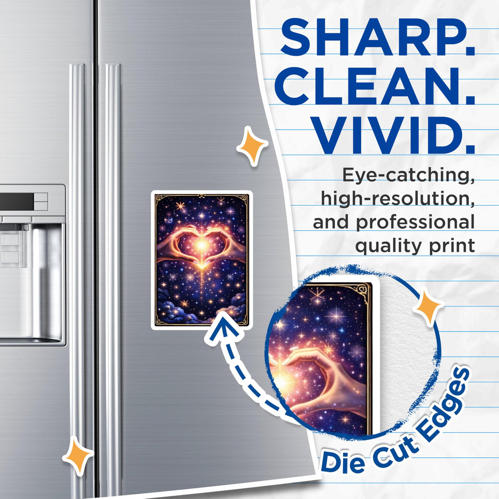 (2 Pack) Heart Hands Magnets - Celestial Stars - Cosmic Love Refrigerator Decors - 5" On Longest Side - Premium Magnet - for Cars, Refrigerators, Toolboxes, Lockers - Made in USA - MAG15958