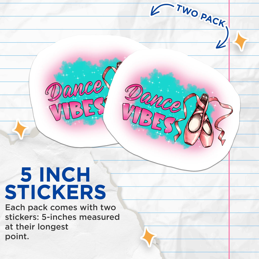 (2 Pack) Ballet Shoe Stickers - Dance Vibes - Ballerina Gift - Dance Teacher - 5" On Longest Side - Sticks to Smooth Flat Surfaces - Made in USA - BMCS15172