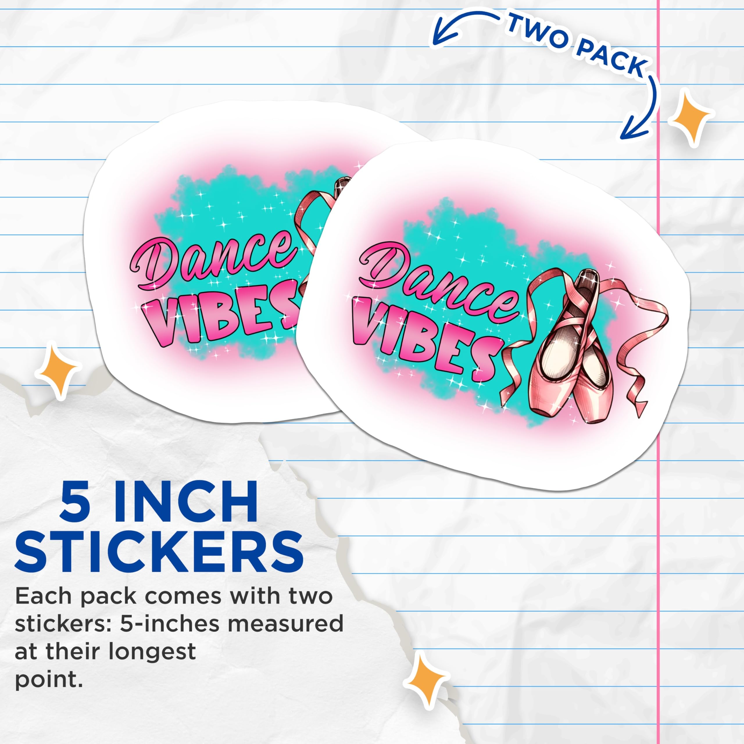 (2 Pack) Ballet Shoe Stickers - Dance Vibes - Ballerina Gift - Dance Teacher - 5" On Longest Side - Sticks to Smooth Flat Surfaces - Made in USA - BMCS15172