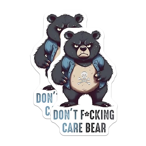 (2 Pack) Bear Funny Magnets - Don't Care Bear Art - 5" On Longest Side - for Cars, Fridges, Toolboxes - Made in USA - MAG7732
