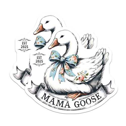 (2 Pack) Mama Goose Stickers - Cute Animal Design Stickers - Farm Animal Decals - 5" On Longest Side - Sticks to Smooth Flat Surfaces - Made in USA - BMCS5158
