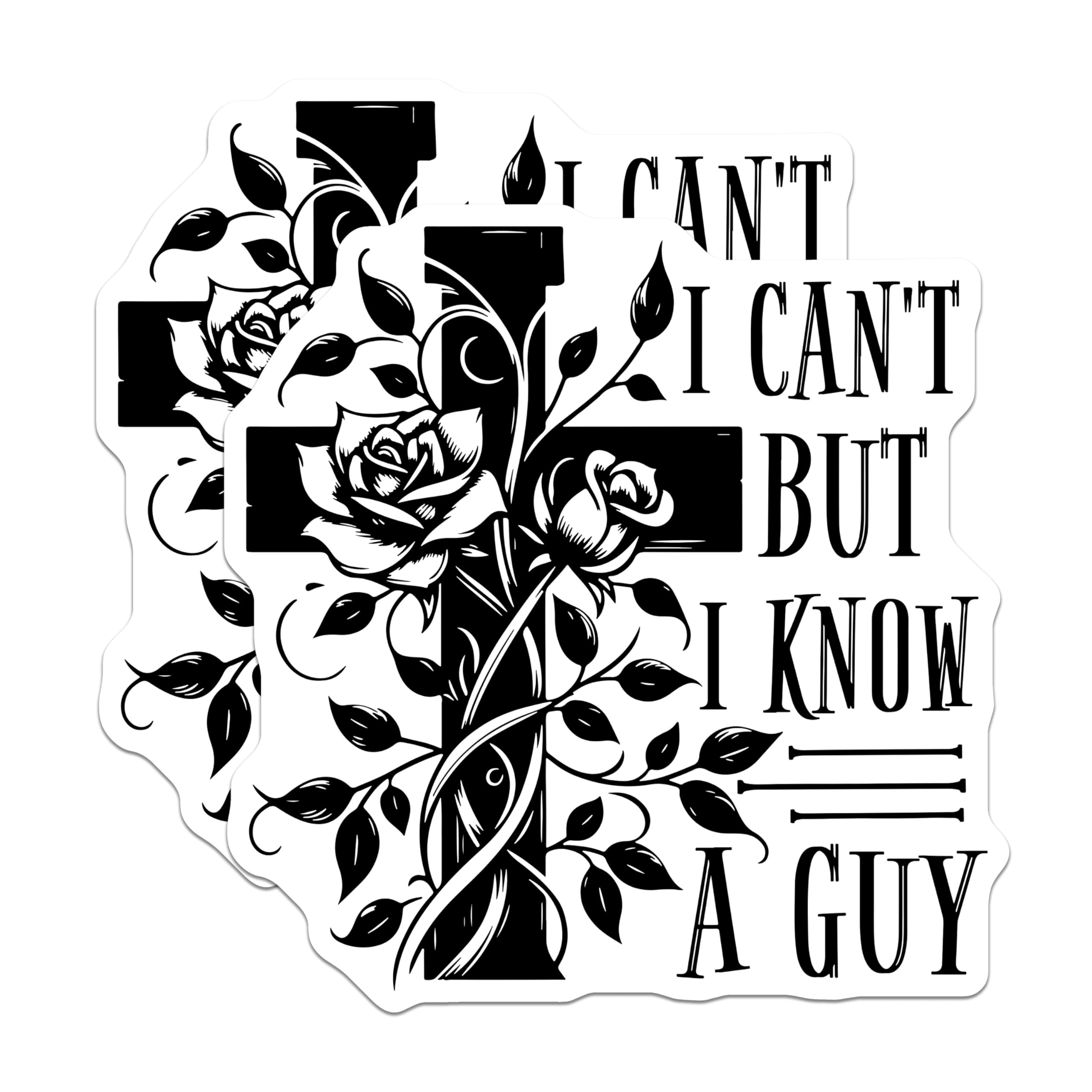 (2 Pack) I Can't But I Know A Guy Stickers - Christian Faith Stickers - Inspirational Religious Stickers - 5" On Longest Side - Sticks to Any Smooth Flat Surface - Made in USA - BMCS3415