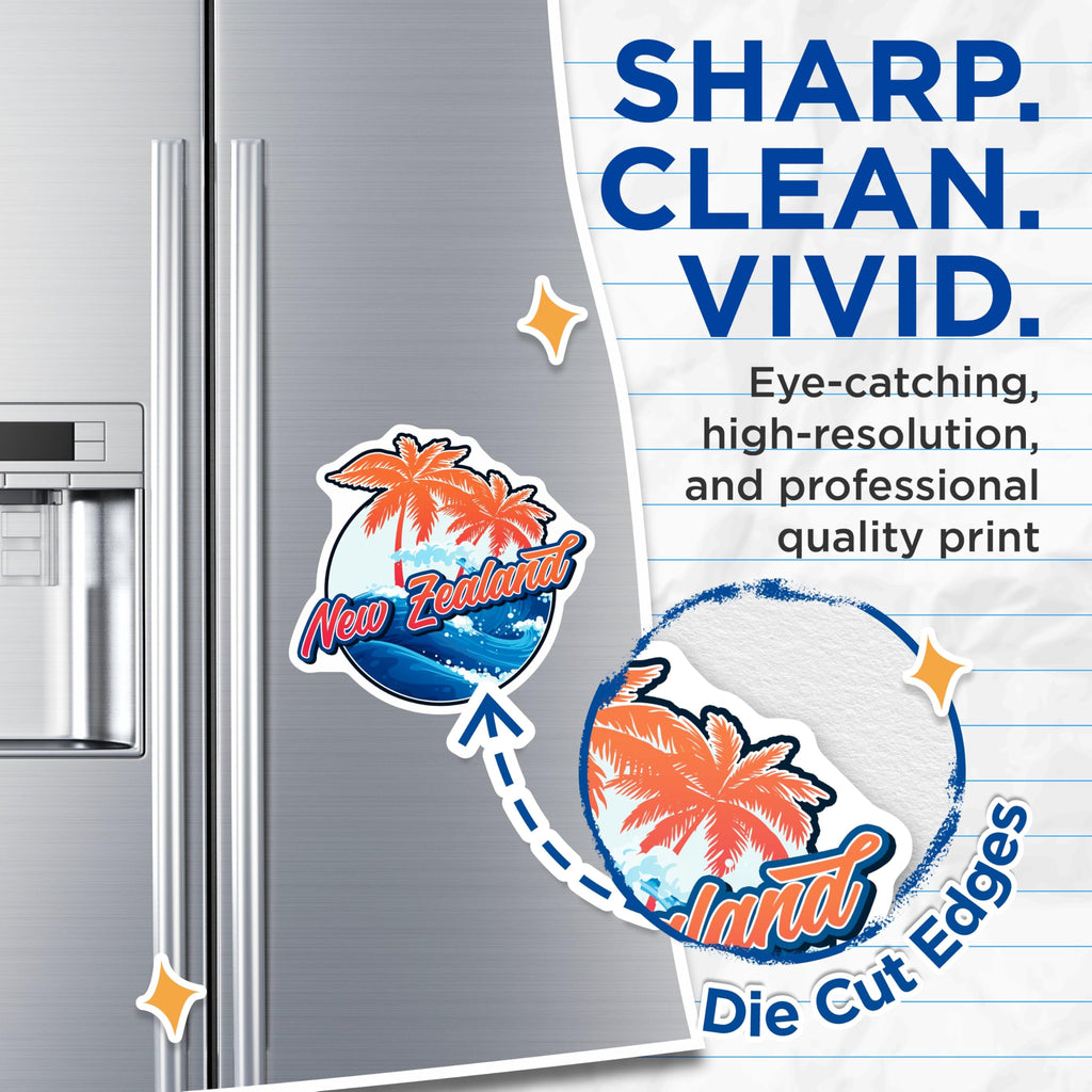 (2 Pack) New Zealand Magnets - Souvenir Decor - Travel Inspiration Fridge Magnets - 5" On Longest Side - Premium Magnet - for Cars, Refrigerators, Toolboxes, Lockers - Made in USA - MAG18493
