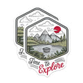 (2 Pack) Time to Explore Stickers - Nature Adventure - Outdoor Hiking Travel Decals - 5" On Longest Side - Sticks to Smooth Flat Surfaces - Made in USA - BMCS4061