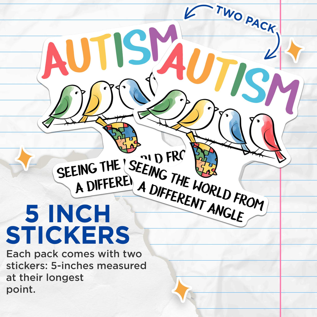 (2 Pack) Autism Awareness Stickers - 5" On Longest Side - Sticks to Smooth Flat Surfaces - Made in USA - BMCS8425 - BMCS8425