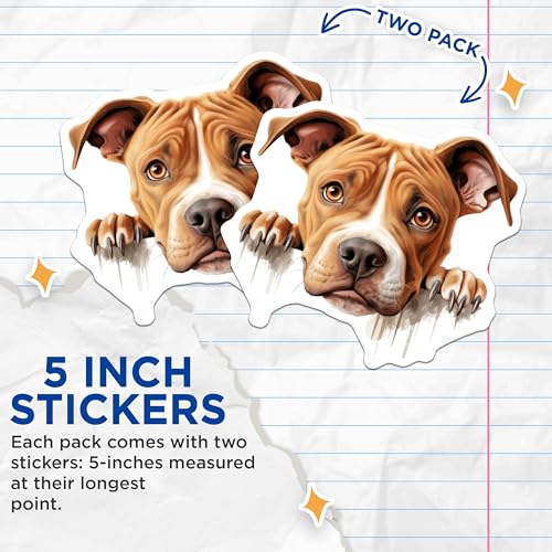 (2 Pack) Cute Dog Stickers - Animal Lover Stickers - Adorable Puppy Decals - 5" On Longest Side - Sticks to Smooth Flat Surfaces - Made in USA - BMCS9825