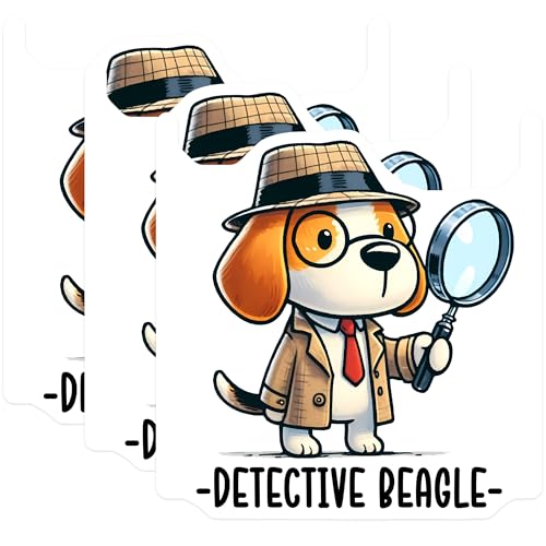 (3 Pack) Detective Beagle Decals - Funny Dog Stickers - Laptop Decal - 3 Inches On Longest Side - Easy Peel & Apply - Made in USA - 3MCS2415