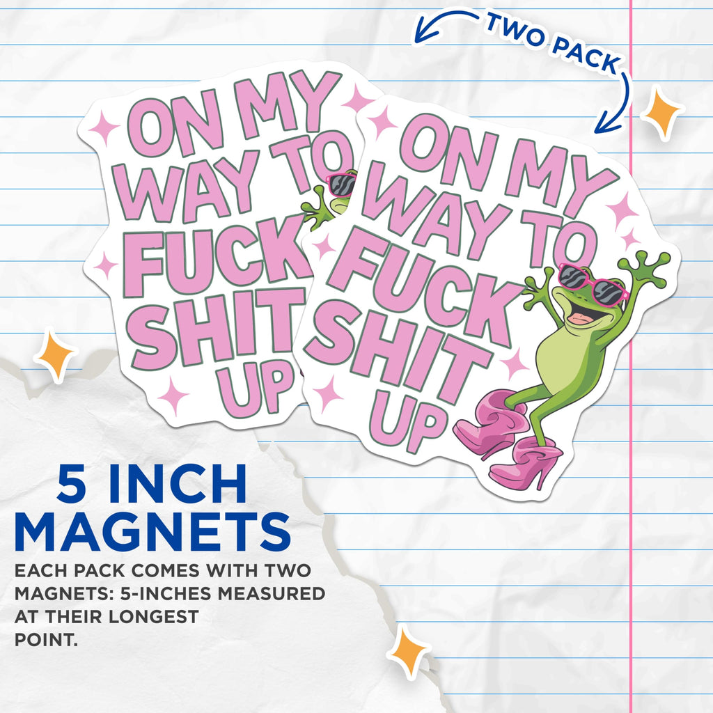 (2 Pack) Sassy Frog Profanity Quote Magnets - Hilarious Rebel Attitude Statement Decor - Bold Refrigerator Locker Accessories - 5 Inches On Longest Side - Thick Durable Magnet - Made in USA - MAG22878