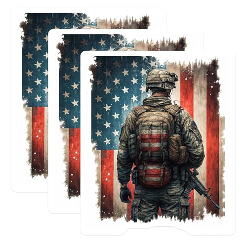 (3 Pack) Patriotic Soldier Decals - US Flag Art - Military Laptop Decals - 3 Inches On Longest Side - Easy Peel & Apply - Made in USA - 3MCS8589