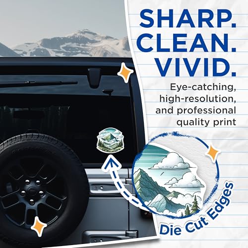 (2 Packs) Mountains and Wilderness Stickers - Nature Lover Hiker Hiking Outdoorsman Decals - 5 Inches On Longest Side - Premium Vinyl Decal - Sticks To Any Smooth Flat Surface - Made In USA - BMCS2284