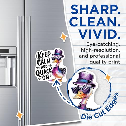 (2 Pack) Keep Calm and Quack On Magnets Magnets - Funny Duck Magnet - Cool Duck Wearing Glasses and Hat Magnet - 5" On Longest Side - Made in USA - Sticks to Refrigerators & Metal Surfaces - MAG8496