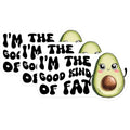 (3 Pack) Avocado Decals - Good Fat Quote Stickers - Kawaii Laptop Decorations - 3 Inches On Longest Side - Easy Peel & Apply - Made in USA - 3MCS7154