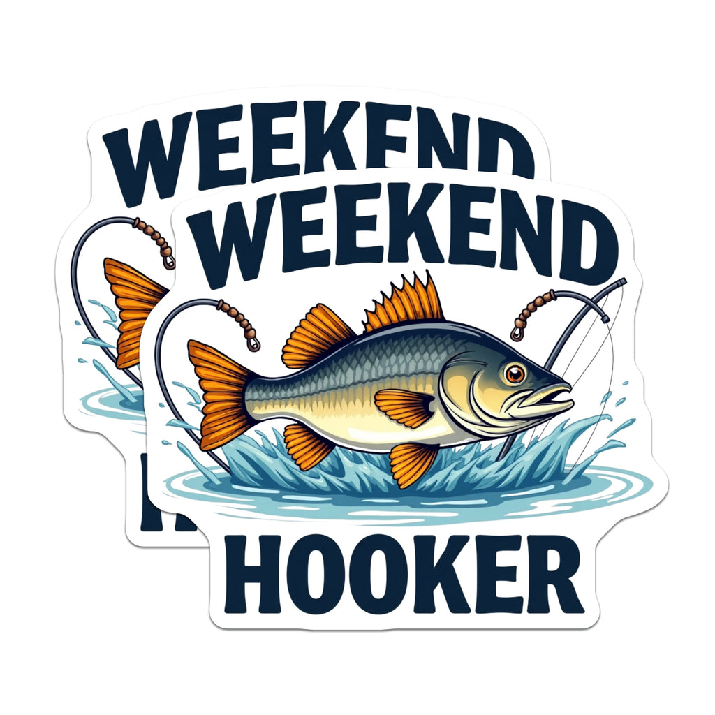 (2 Pack) Weekend Hooker Magnets - Funny Fishing Humor - Fisherman Refrigerator Decor - Angler Gift for Dad - 5 Inches On Longest Side - Thick Durable Magnet - Made in USA - MAG39011