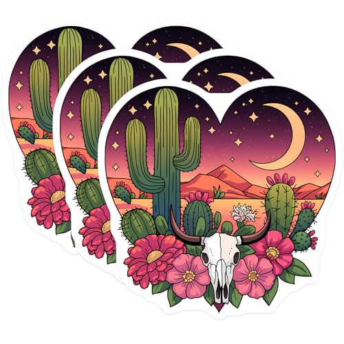 (3 Pack) Cactus Desert Decals - Western Laptop Decals - Southwestern Art Stickers - 3 Inches On Longest Side - Easy Peel & Apply - Made in USA - 3MCS8385