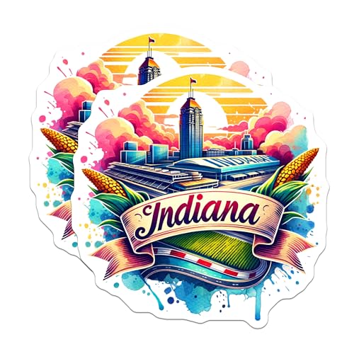 (2 Pack) Indiana Skyline Magnets - Colorful State Landmarks - Vibrant Cityscapes - 5" On Longest Side - for Cars, Fridges, Toolboxes - Made in USA - MAG7017