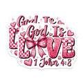 (2 Pack) God is Love Magnets - 1 John 4 8 Scripture Decor - Christian Faith Inspiration - Pink Heart Valentine Art - 5 Inches On Longest Side - Thick Durable Magnet - Made in USA - MAG19622