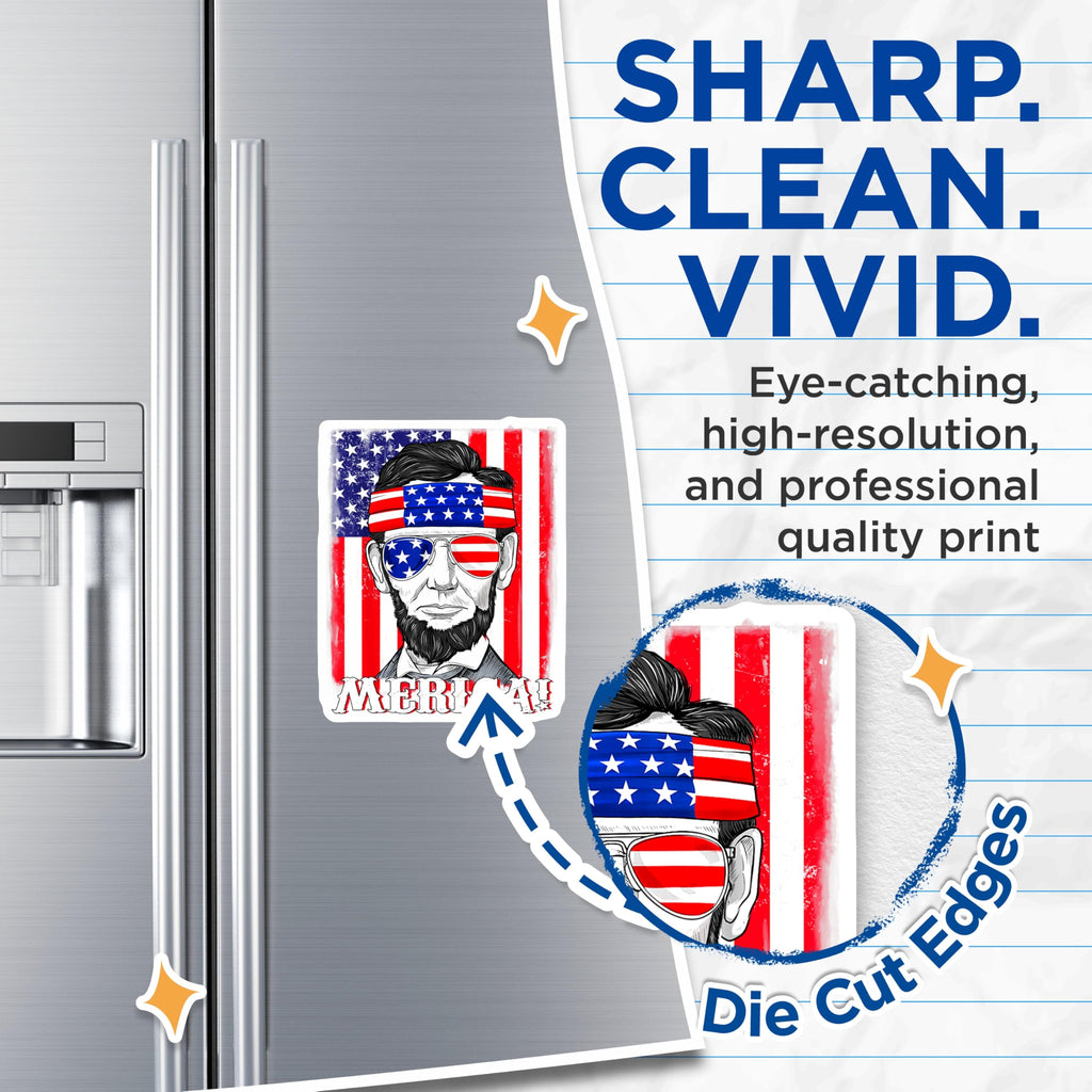 (2 Pack) Abe Lincoln Magnets - Patriotic American Flag Decor - Funny Merica President Souvenir for Fridge - 5 Inches On Longest Side - Thick Durable Magnet - Made in USA - MAG25293