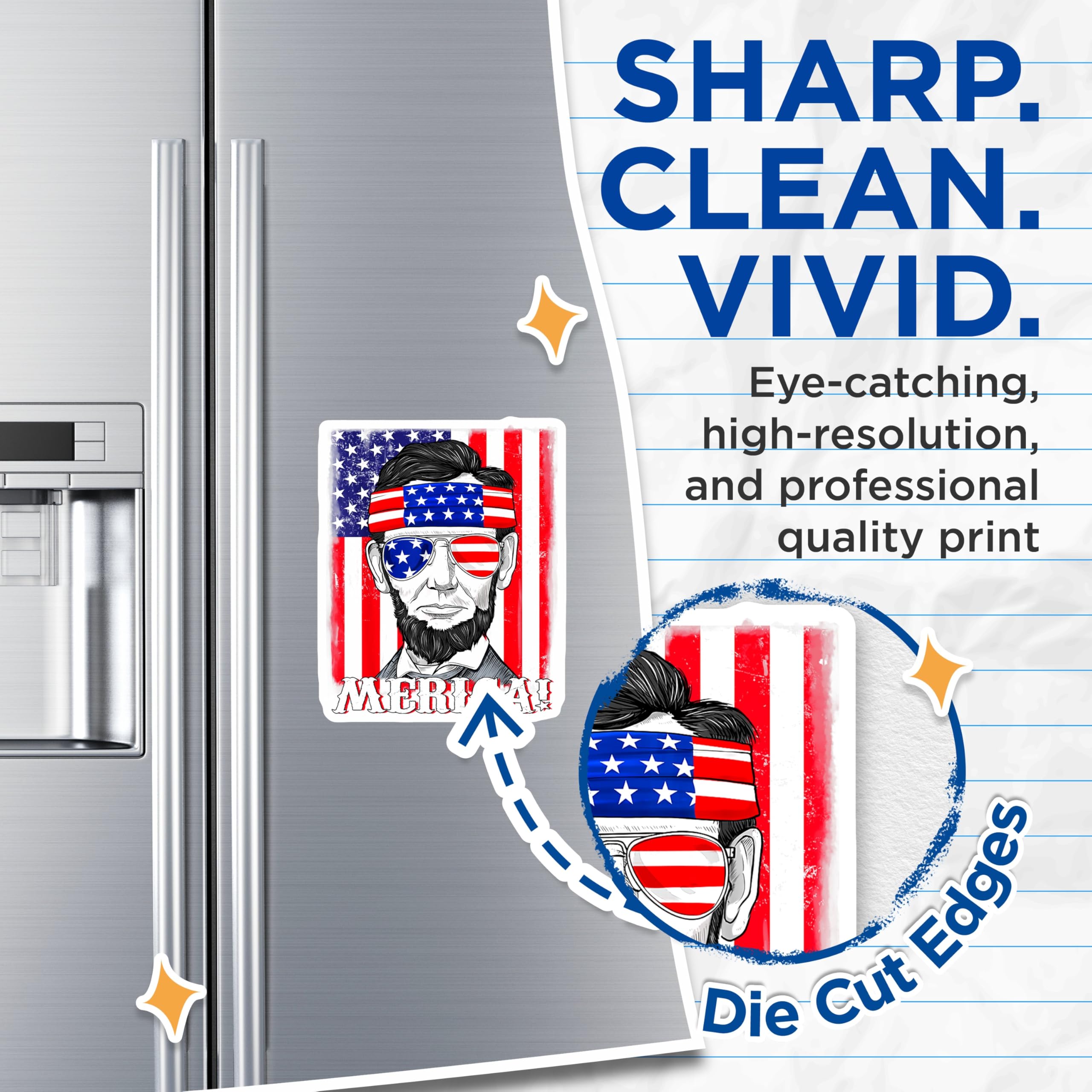 (2 Pack) Abe Lincoln Magnets - Patriotic American Flag Decor - Funny Merica President Souvenir for Fridge - 5 Inches On Longest Side - Thick Durable Magnet - Made in USA - MAG25293