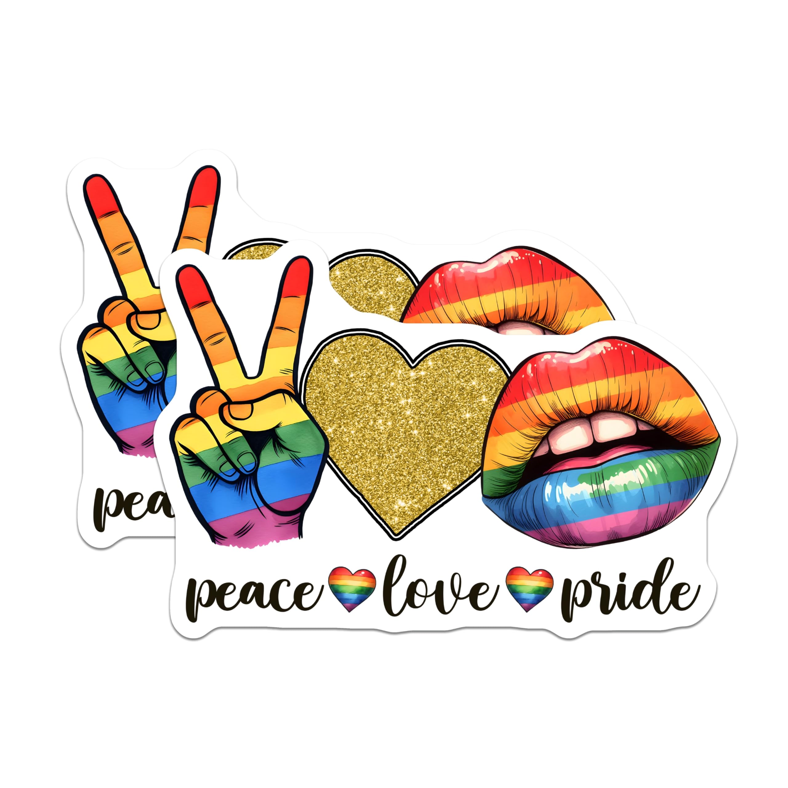 (2 Pack) Pride Magnets - Peace Love Pride - Rainbow LGBTQ Decor - 5" On Longest Side - Premium Magnet - for Cars, Refrigerators, Toolboxes, Lockers - Made in USA - MAG16711