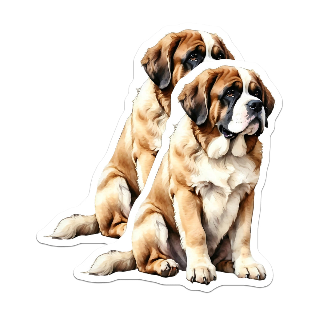 (2 Pack) St Bernard Stickers - Dog Breed Decals - Bernese Mountain Dog Accessories - 5" On Longest Side - Sticks to Smooth Flat Surfaces - Made in USA - BMCS15779