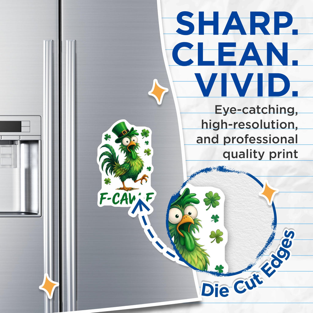 (2 Pack) St Patricks Day Chicken Magnets - Irish Funny - FCawF Pun Refrigerator Decor - 5" On Longest Side - Premium Magnet - for Cars, Refrigerators, Toolboxes, Lockers - Made in USA - MAG14200
