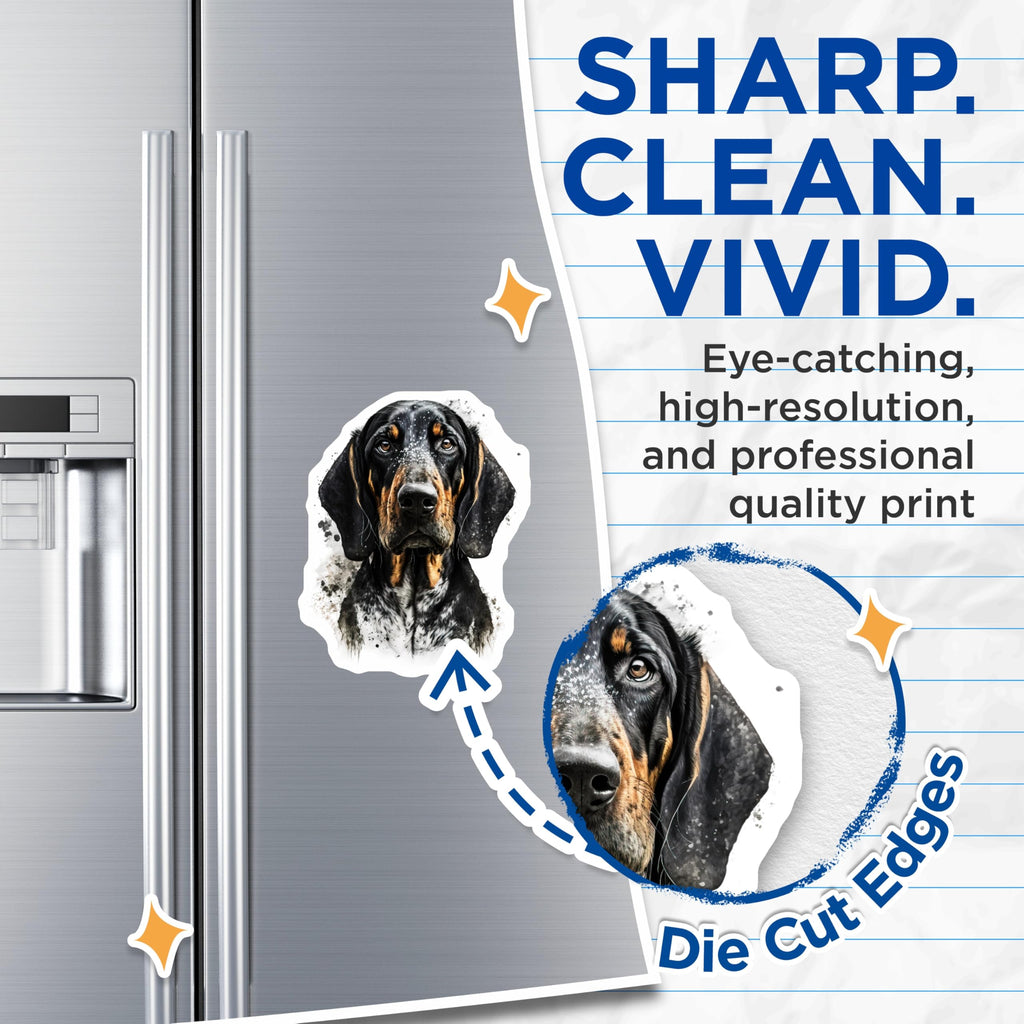 (2 Pack) Black Tan Coonhound Magnets - Hound Dog Art Print - Dog Lover Refrigerator Decor - 5 Inches On Longest Side - Thick Durable Magnet - Made in USA - MAG25558