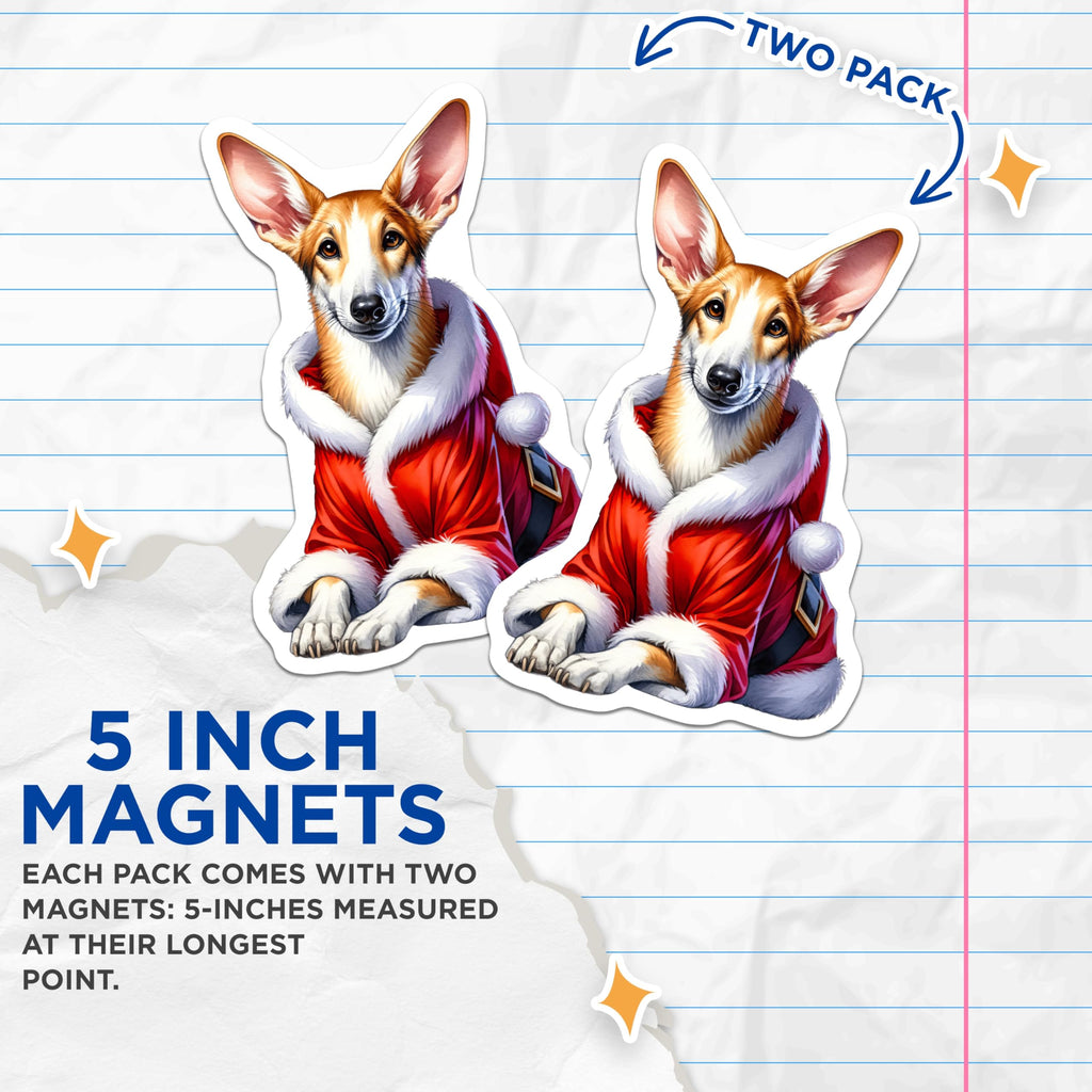 (2 Pack) Corgi Santa Magnets - Christmas Dog Decorations - Holiday Pet Refrigerator Locker Accents - 5 Inches On Longest Side - Thick Durable Magnet - Made in USA - MAG24944