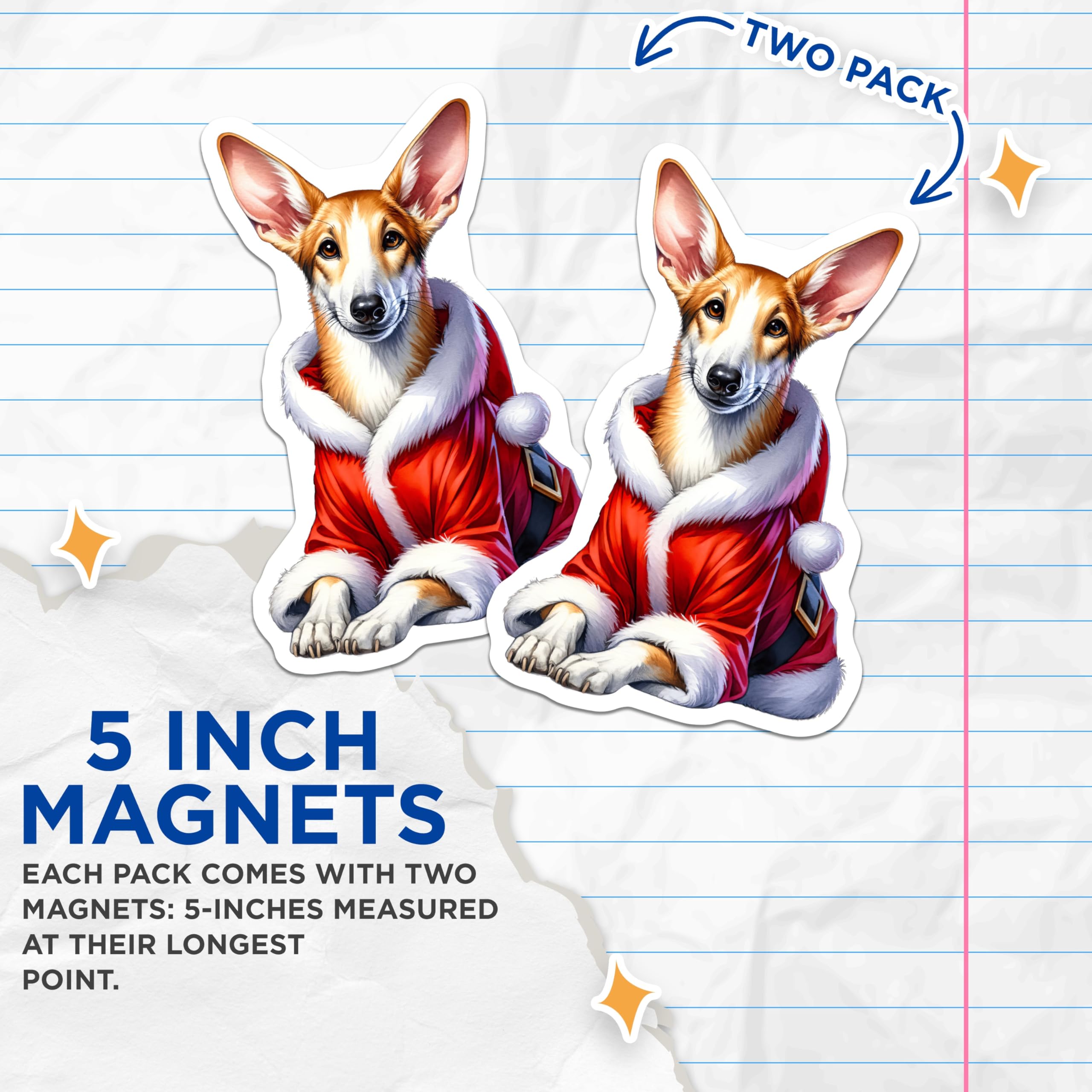 (2 Pack) Corgi Santa Magnets - Christmas Dog Decorations - Holiday Pet Refrigerator Locker Accents - 5 Inches On Longest Side - Thick Durable Magnet - Made in USA - MAG24944