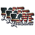 (3 Pack) Louisiana Love Decals - American Flag Pride - Laptop Decal - 3 Inches On Longest Side - Easy Peel & Apply - Made in USA - 3MCS0309
