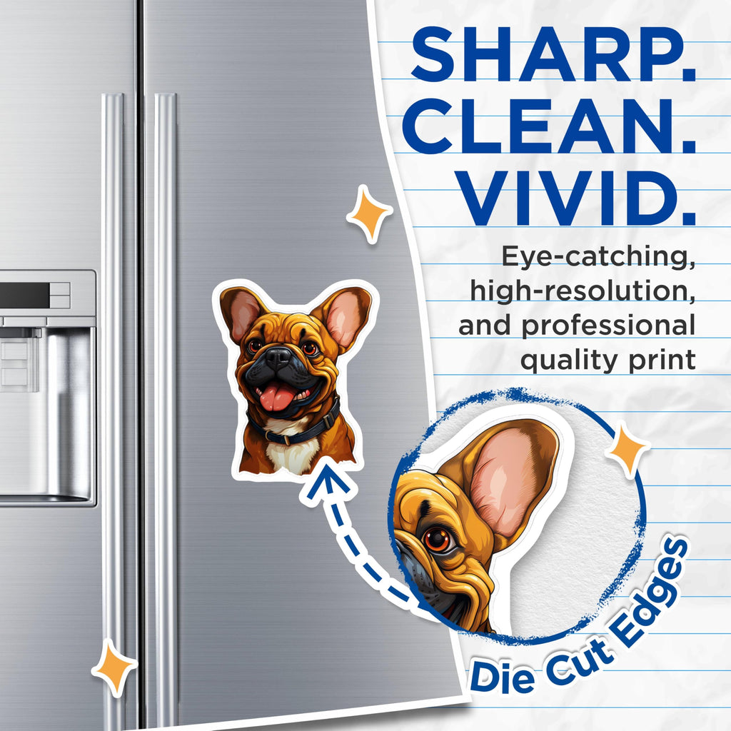 (2 Pack) French Bulldog Magnets - Cute Dog Art Magnet - Refrigerator Magnets - Animal for Dog Lovers - 5" On Longest Side - for Cars, Fridges, Toolboxes - Made in USA - MAG3932
