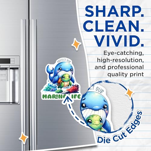(2 Pack) Protect Our Marine Life Magnets - Cute Whale and Turtle - Environmental Awareness - 5" On Longest Side - for Cars, Fridges, Toolboxes - Made in USA - MAG7953