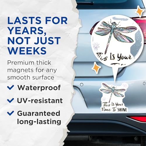 (2 Pack) Inspirational Dragonfly Magnets - Motivational Quotes - Kitchen - Locker Accessories - Office Inspiration - 5" On Longest Side - for Cars, Fridges, Toolboxes - Made in USA - MAG4183
